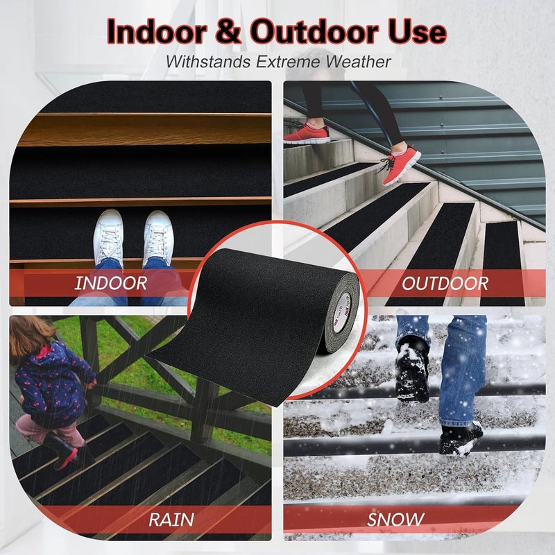 SX 12 Inch x 60 Ft Grip Tape, High Traction Anti Slip Tape for Stairs, Non Skid Roll Outdoor Stair Tread Non-Slip Waterproof, Weather Resistant, Black - Image 4